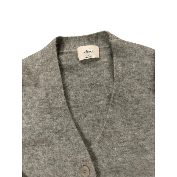 Wilfred by Aritzia Alpaca Wool-Blend Gray Cardigan Size L Cozy CapsuleWardrobe - Picture 2 of 7